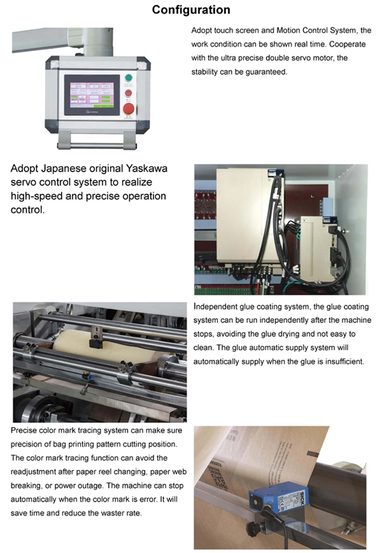 Rolle Lsb-330+Lst-41100, die Flexo druckt Quadrat untere Papiertüte herstellt Maschine einzieht