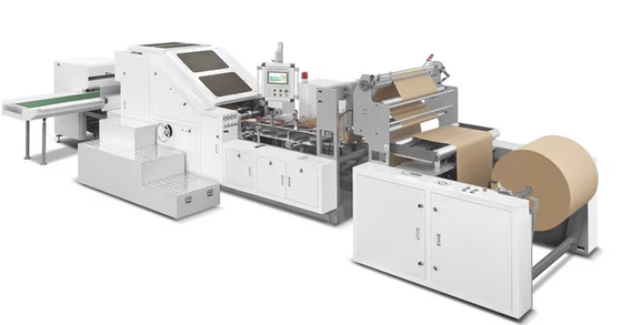 Automatische Papier-Einkaufstüte-Herstellmaschine mit optionalem Flexo-Druckgerät kompatibel mit PE-HDPE-LDPE-Filmmaterialien